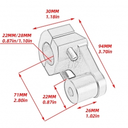 mocowanie kierownicy uniwersalne czarne z 22mm na 22/28mm wysokość 60 mm kolor czarny